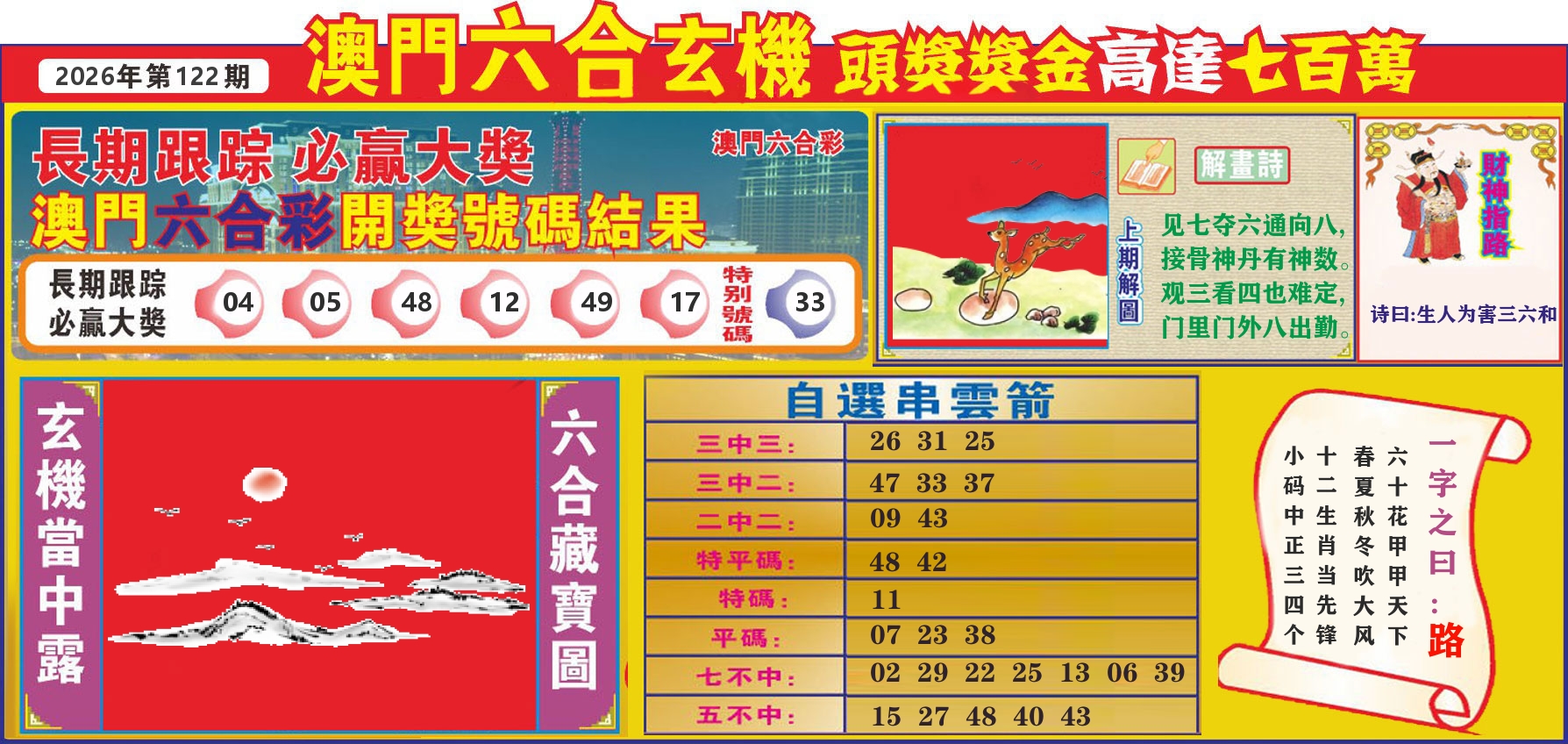 七星彩图C 第122期