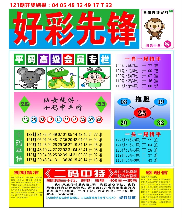 好彩先锋D 第122期