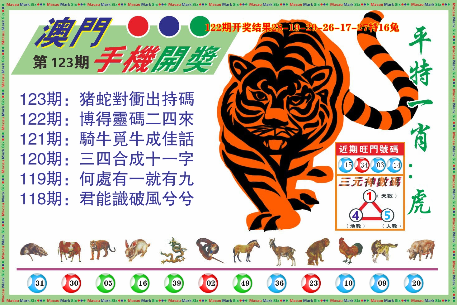 澳门开奖报 第123期