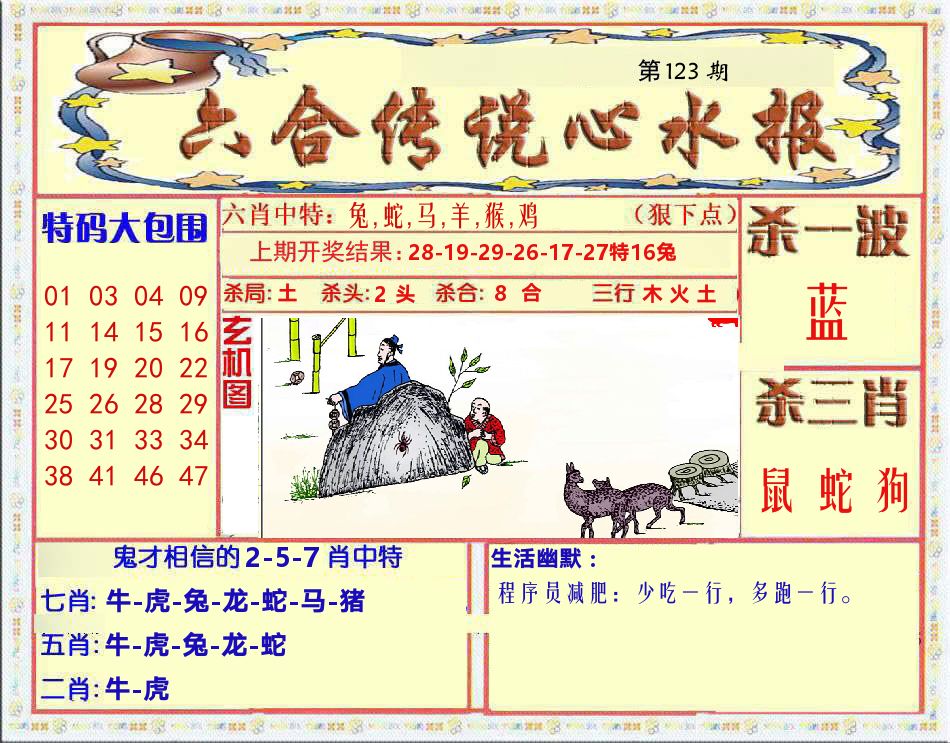 六合传说心水报 第123期