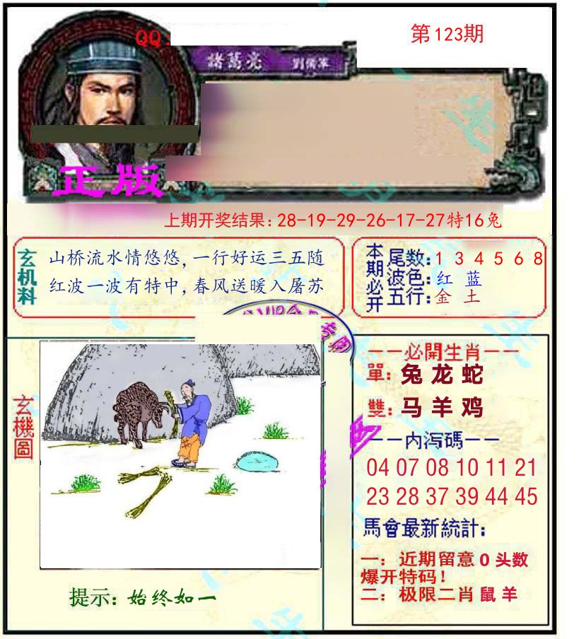 诸葛亮玄机 第123期