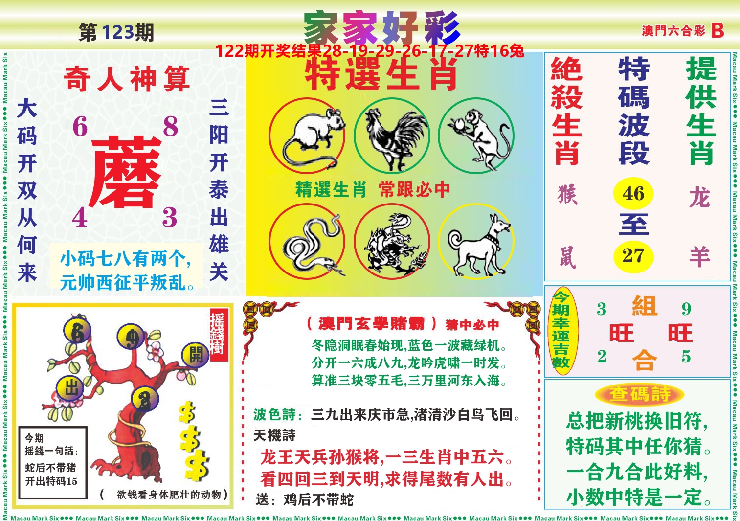 家家好彩B 第123期