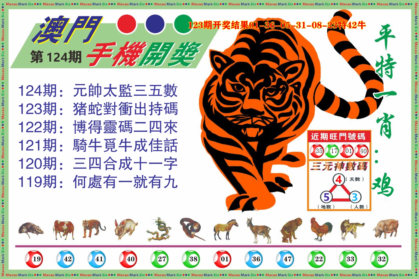 澳门开奖报 第124期