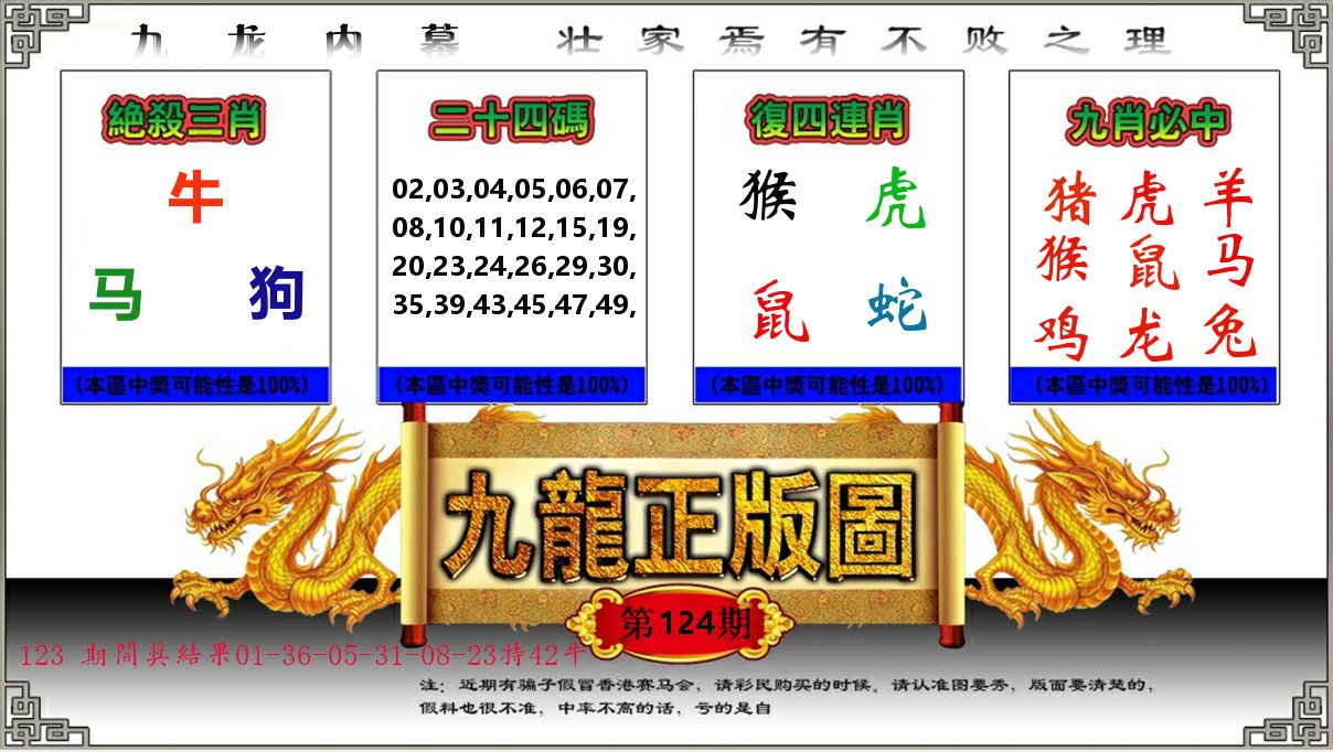 九龙正版图 第124期