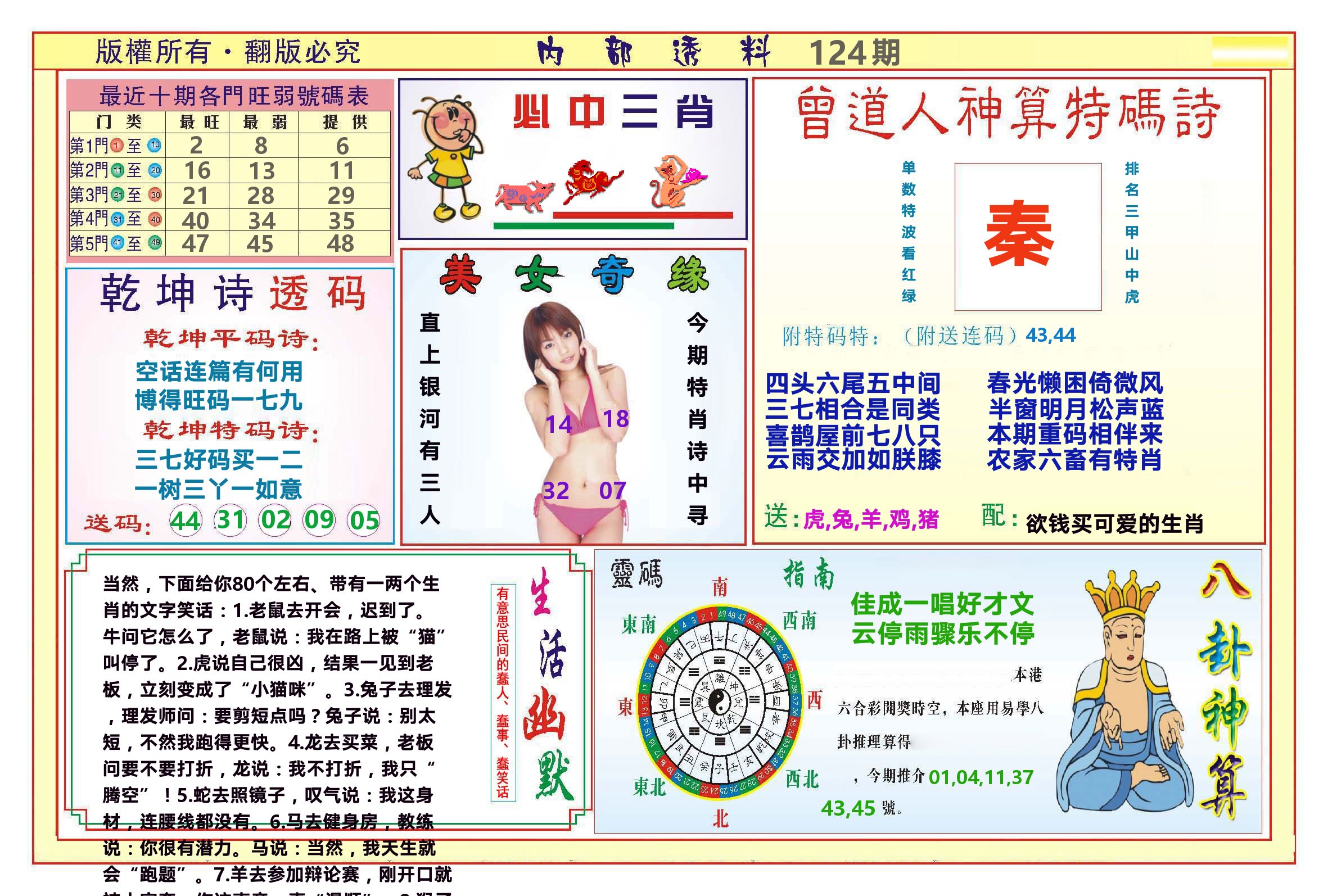 澳门内部透料B 第124期