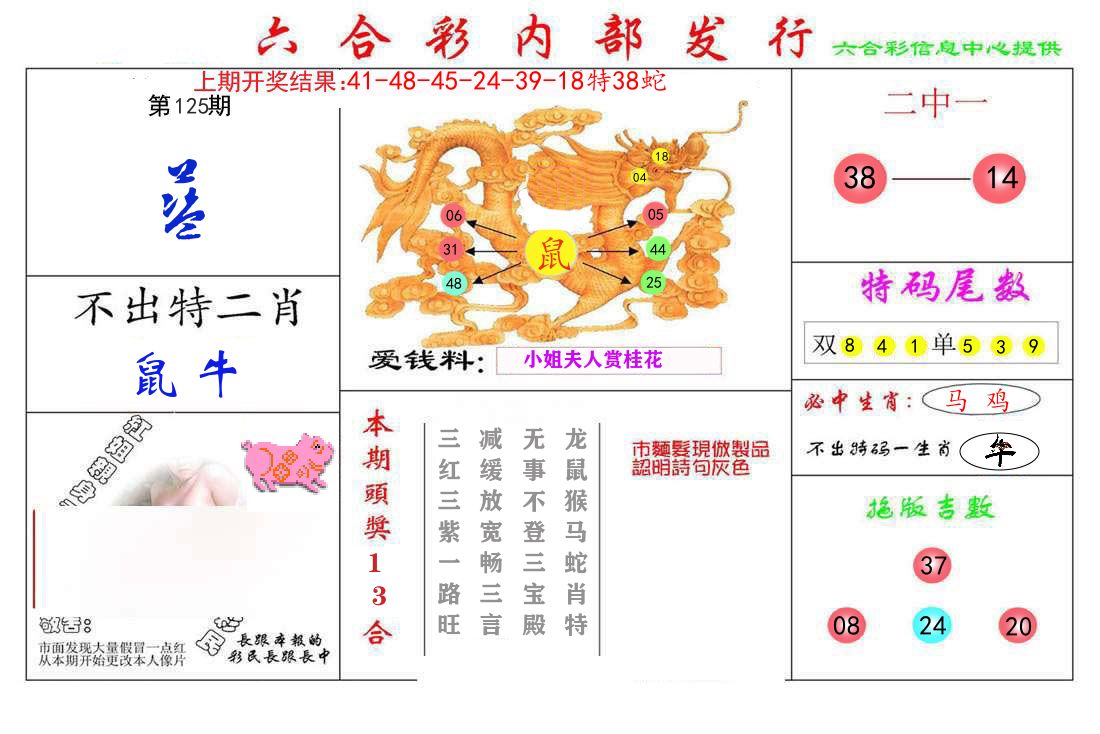 六合彩内部发行 第125期