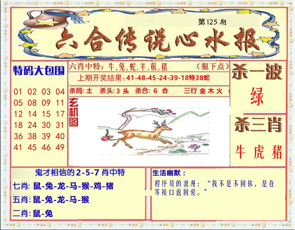 六合传说心水报 第125期