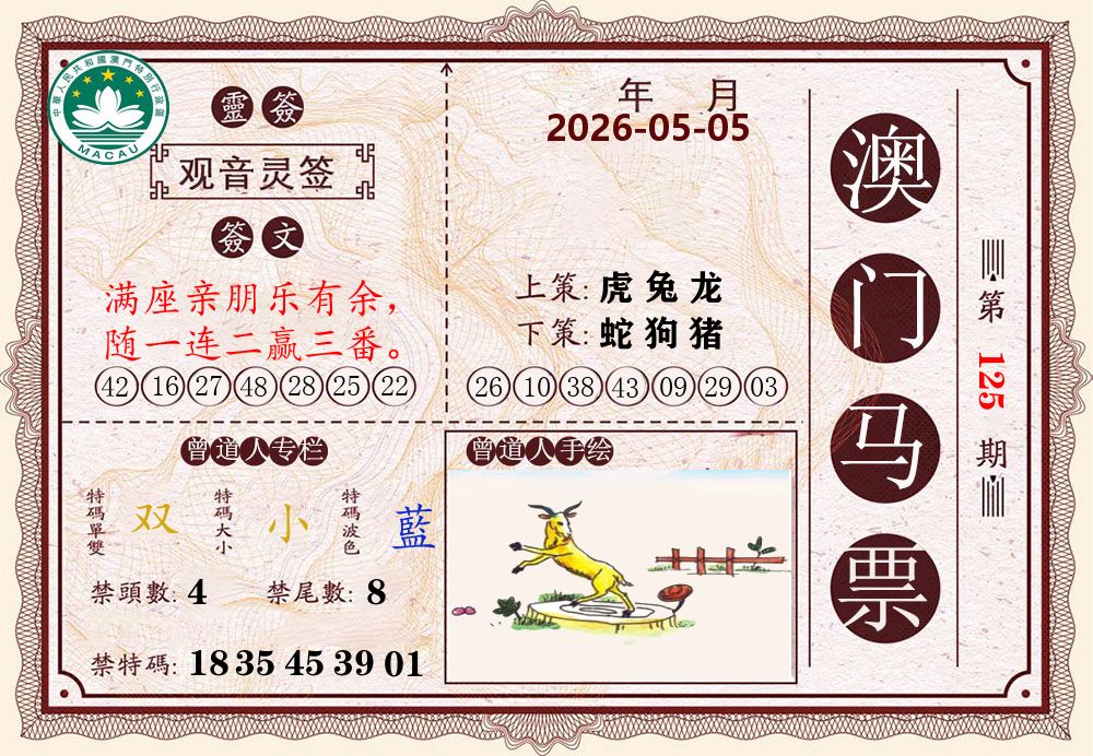 澳门马票 第125期