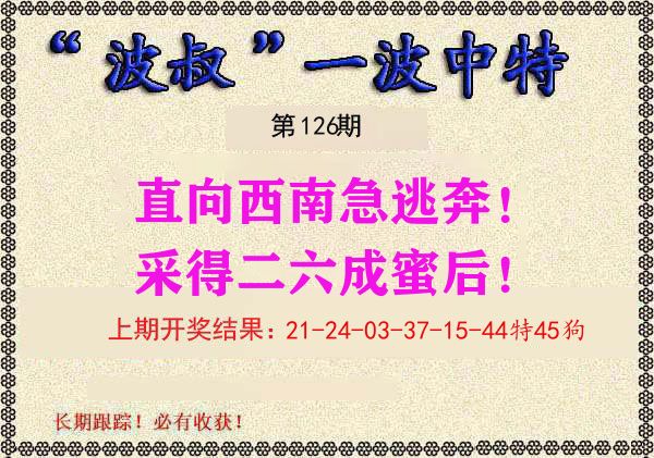 波叔中特 第126期