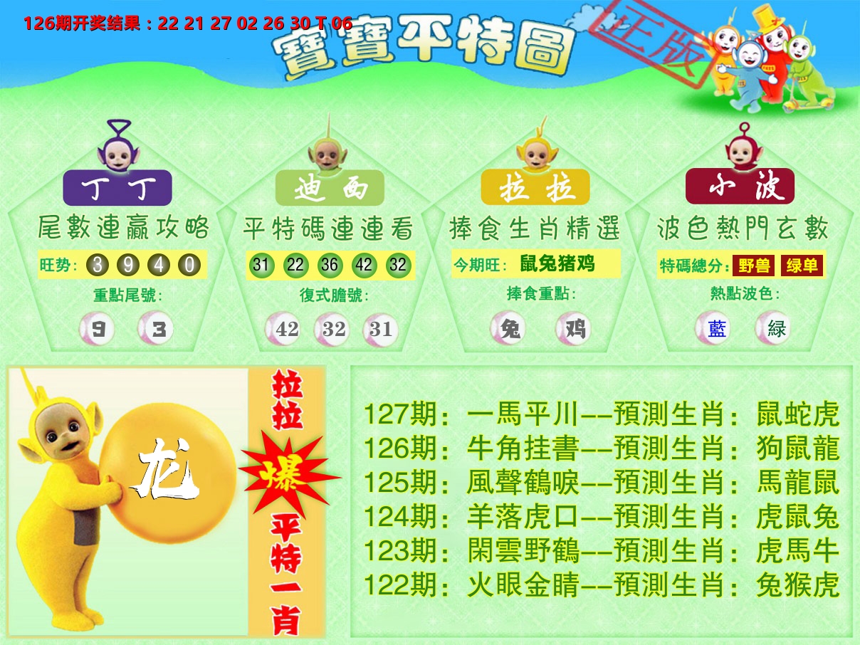 天线宝宝平特图 第127期