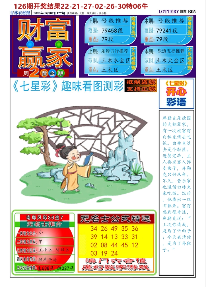 七星彩图A 第127期