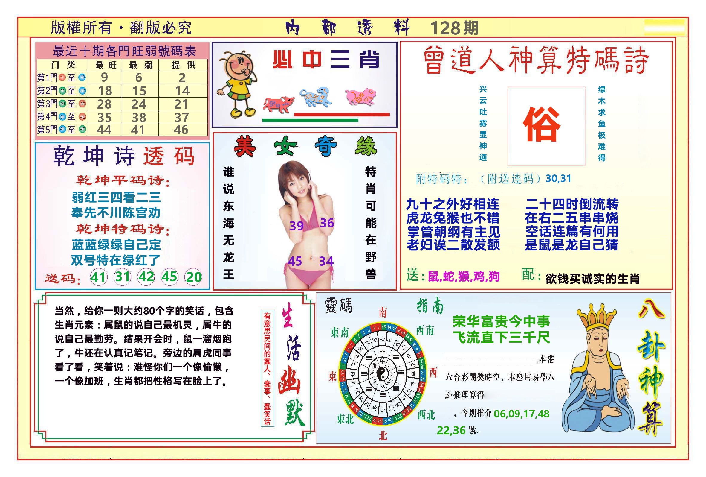 澳门内部透料B 第128期