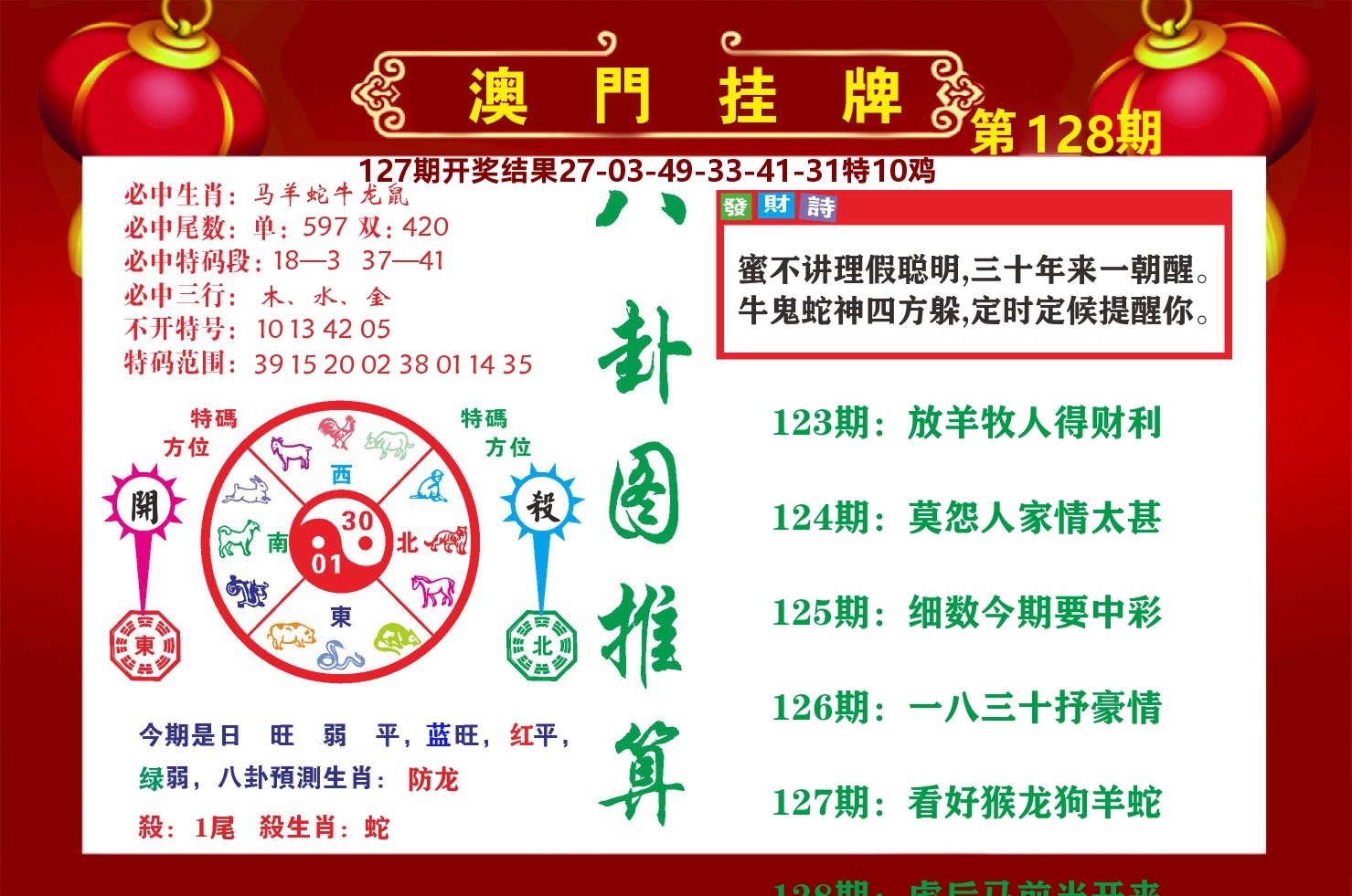 粤彩联盟B 第128期