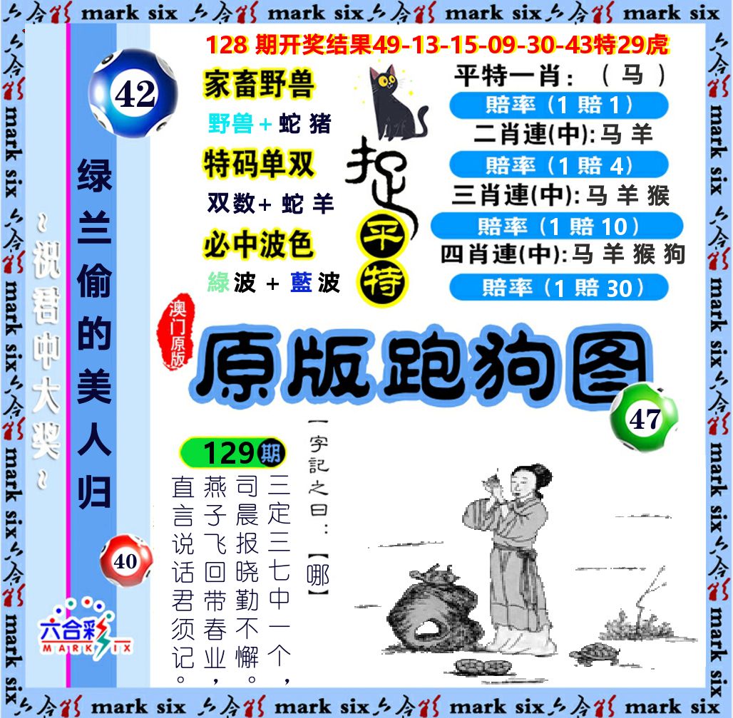 原版跑狗图 第129期