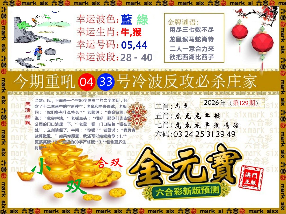 金元宝 第129期