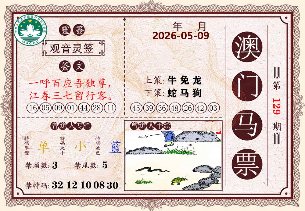 澳门马票 第129期