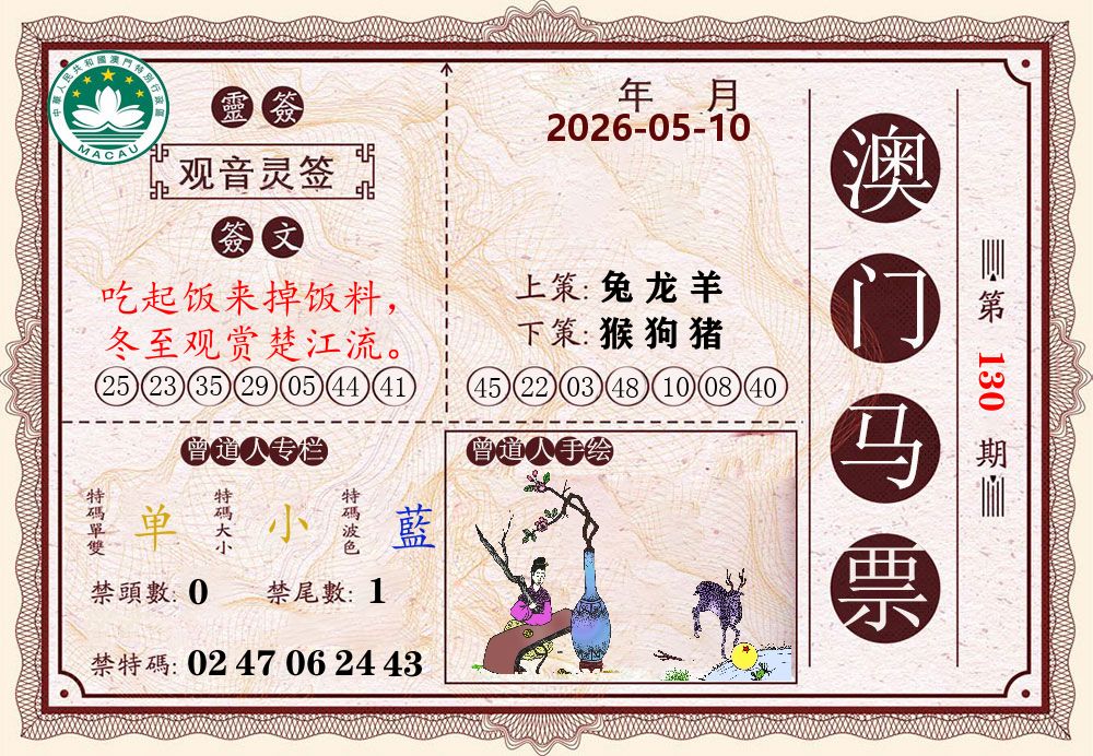 澳门马票 第130期
