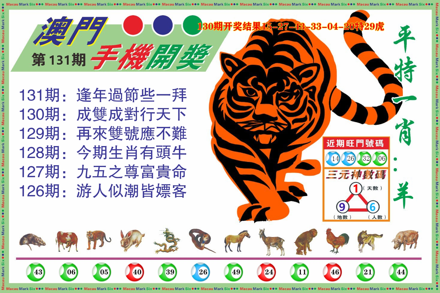 澳门开奖报 第131期