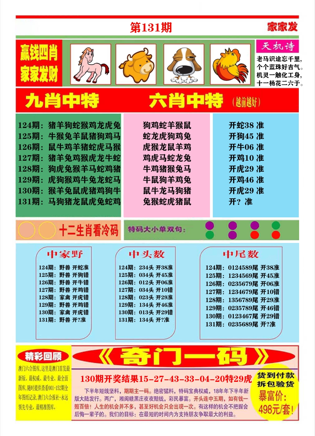 澳门家家发B 第131期