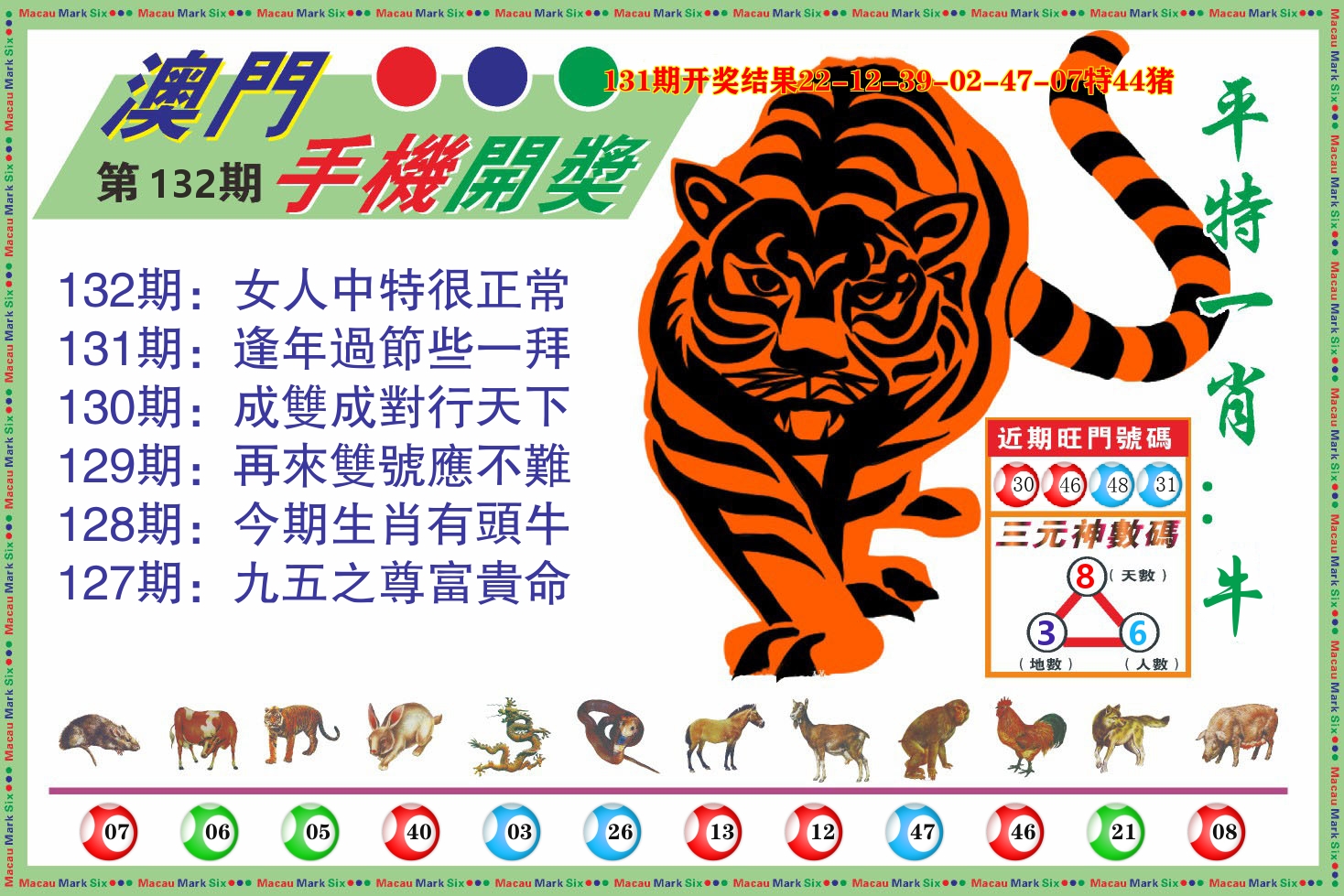 澳门开奖报 第132期
