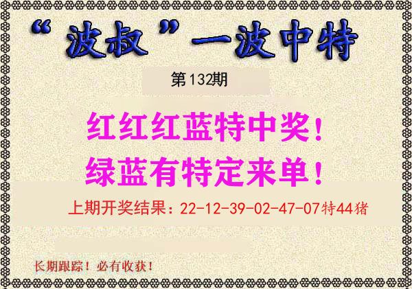波叔中特 第132期