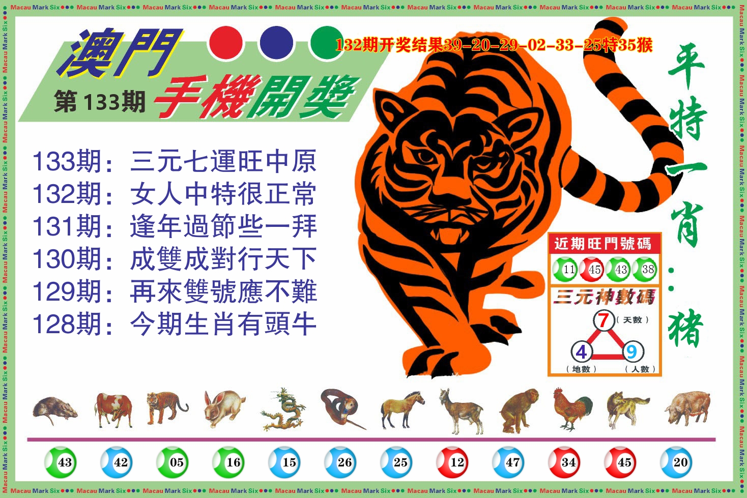 澳门开奖报 第133期