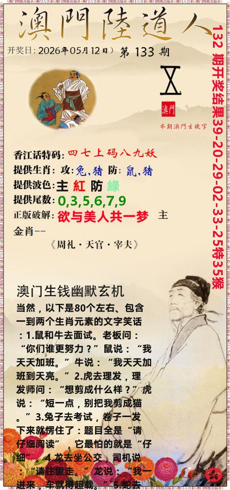 澳门陆道人 第133期