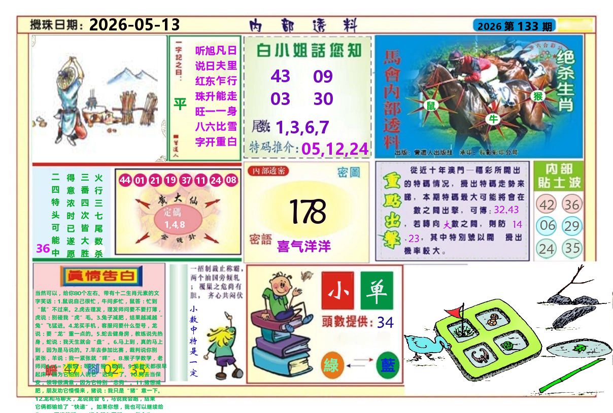 澳门内部透料A 第133期