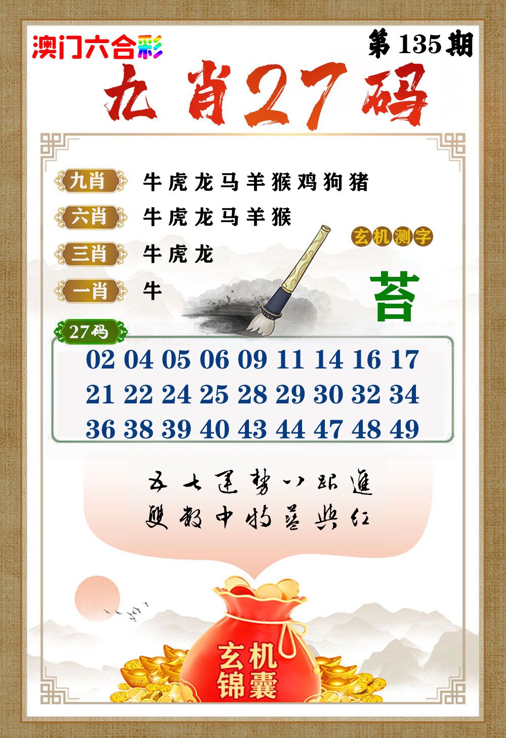 玄机锦囊 第135期