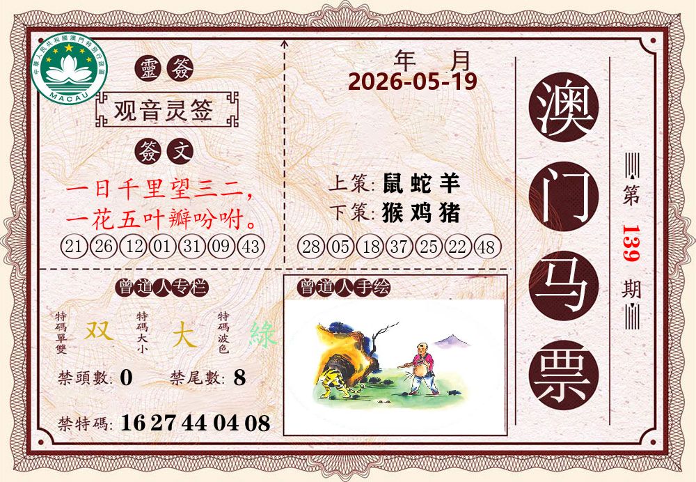 澳门马票 第139期