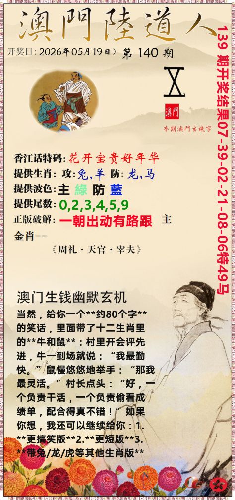 澳门陆道人 第140期