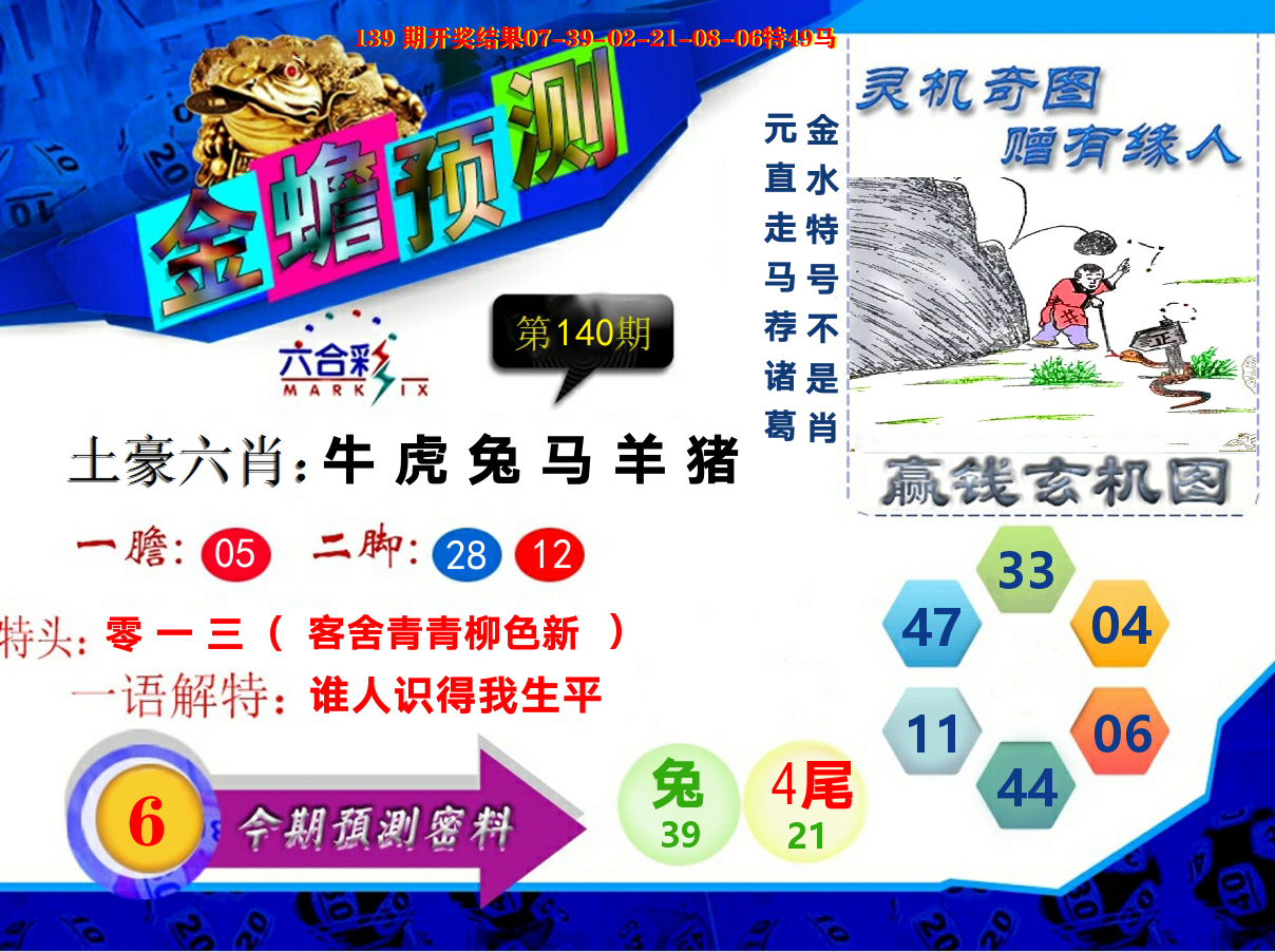 金蟾预测 第140期