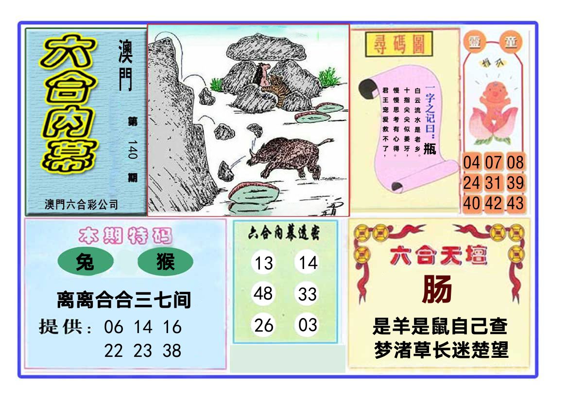 六合内幕 第140期