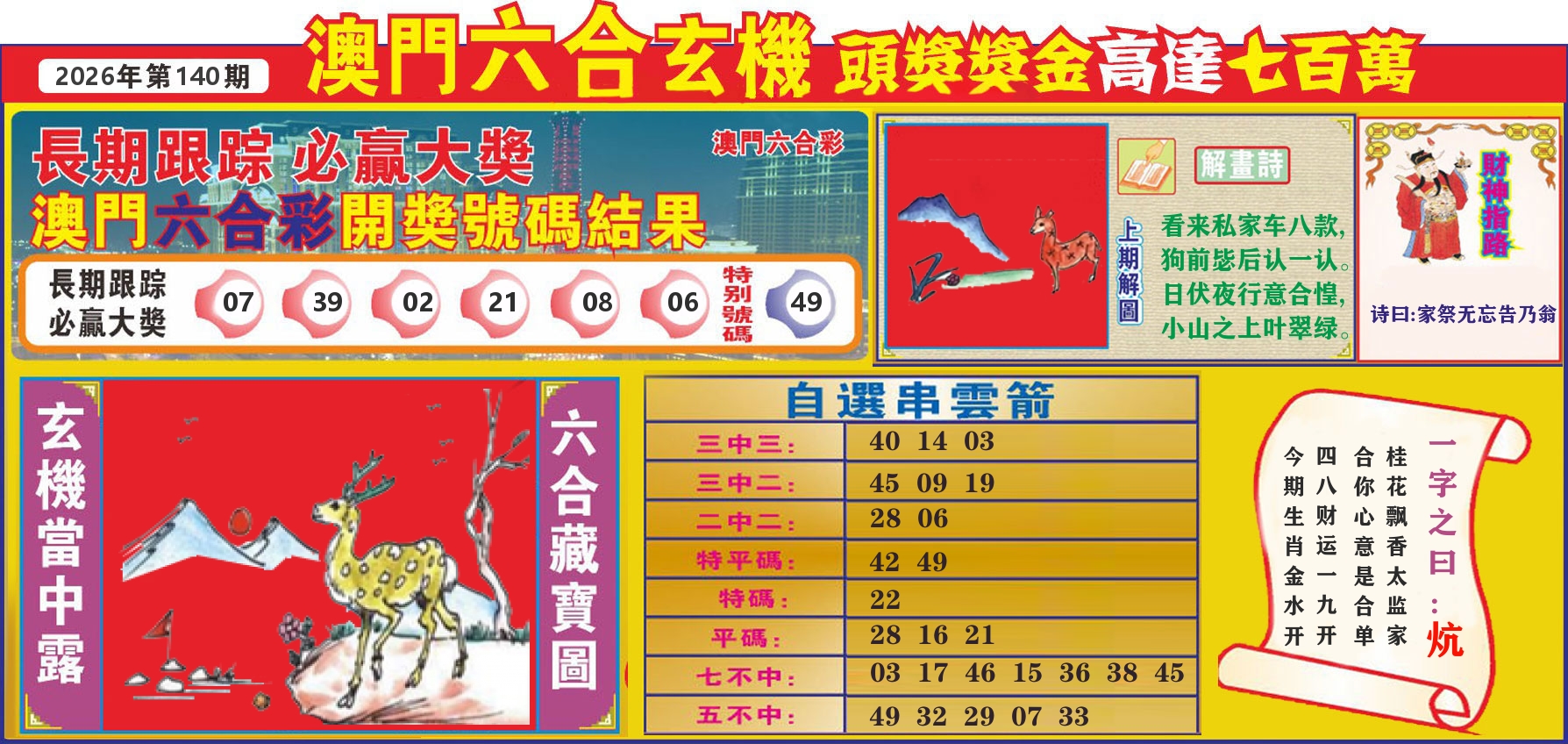 七星彩图C 第140期