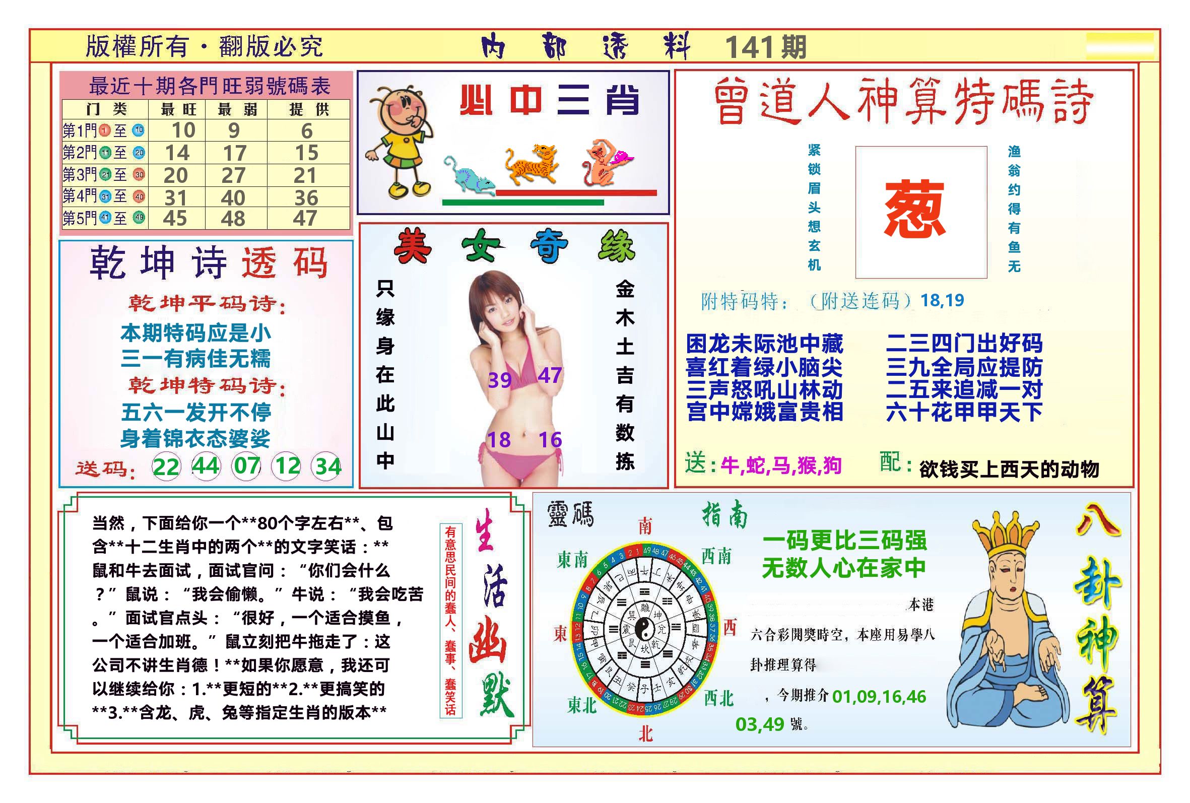 澳门内部透料B 第141期