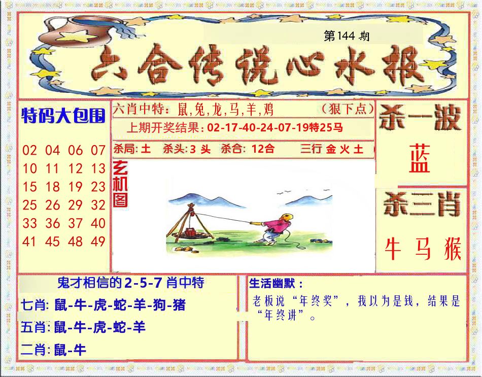 六合传说心水报 第144期