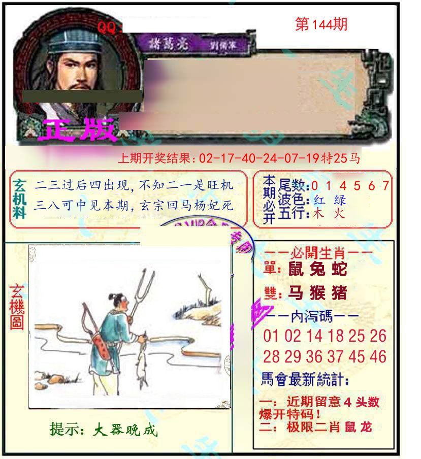 诸葛亮玄机 第144期