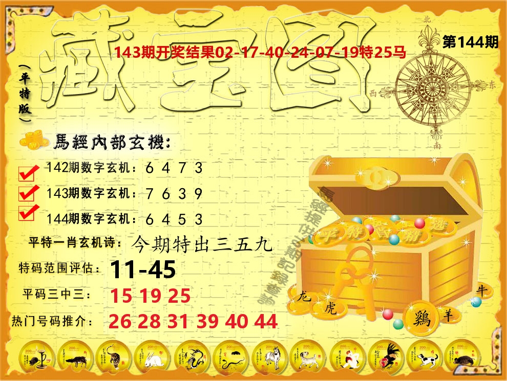 平特藏宝图 第144期
