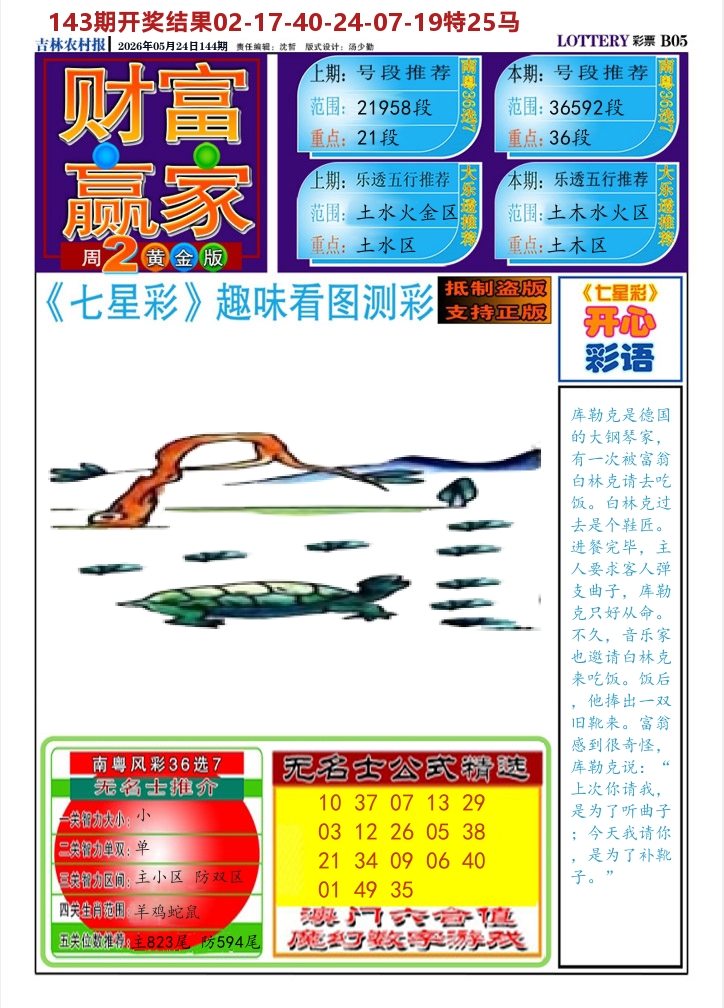 七星彩图A 第144期