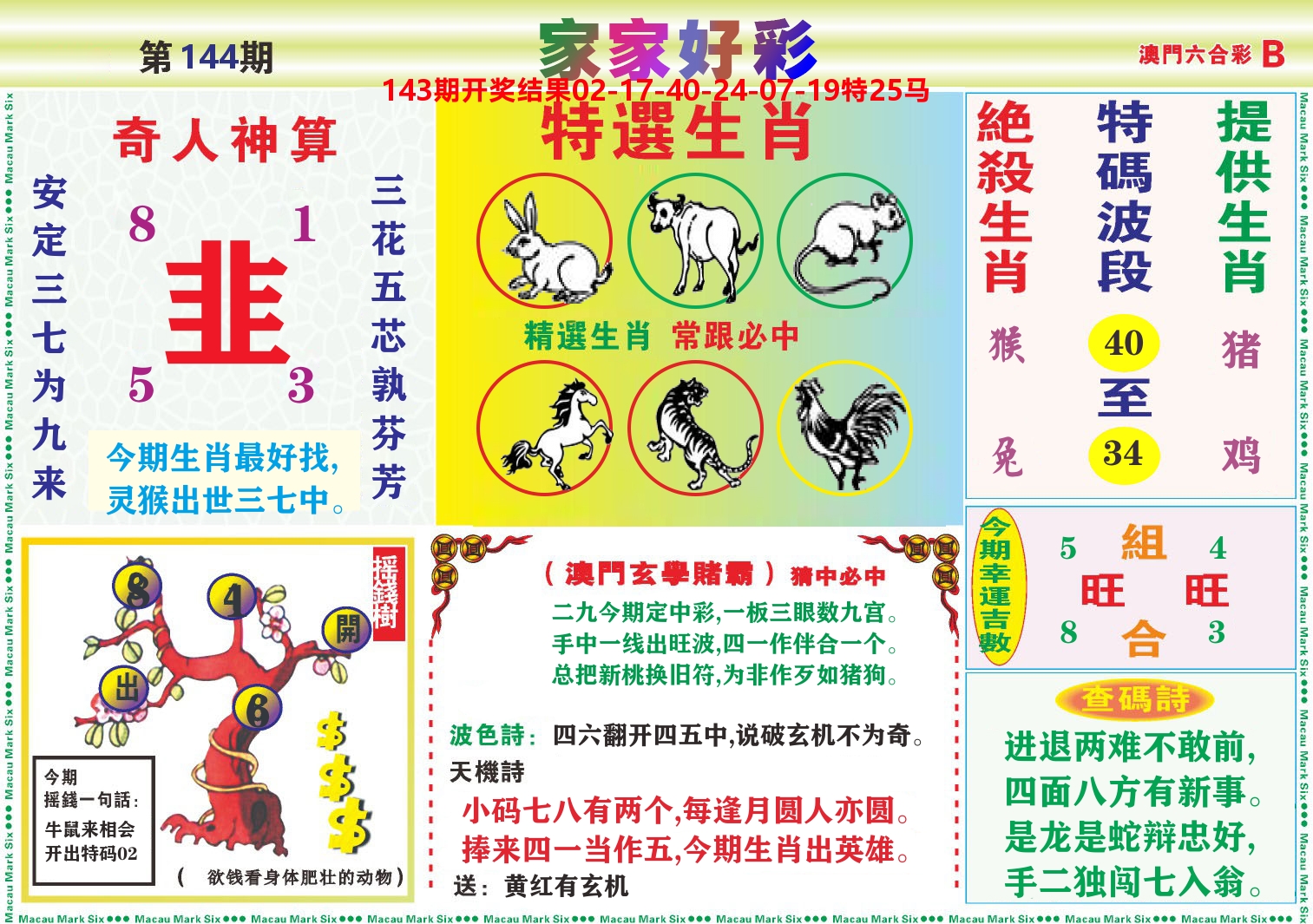家家好彩B 第144期