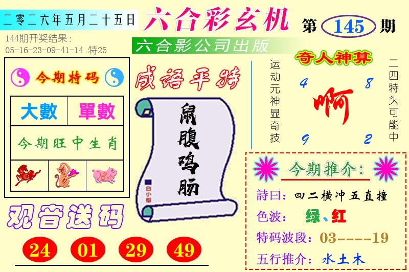 澳门六合玄机 第145期
