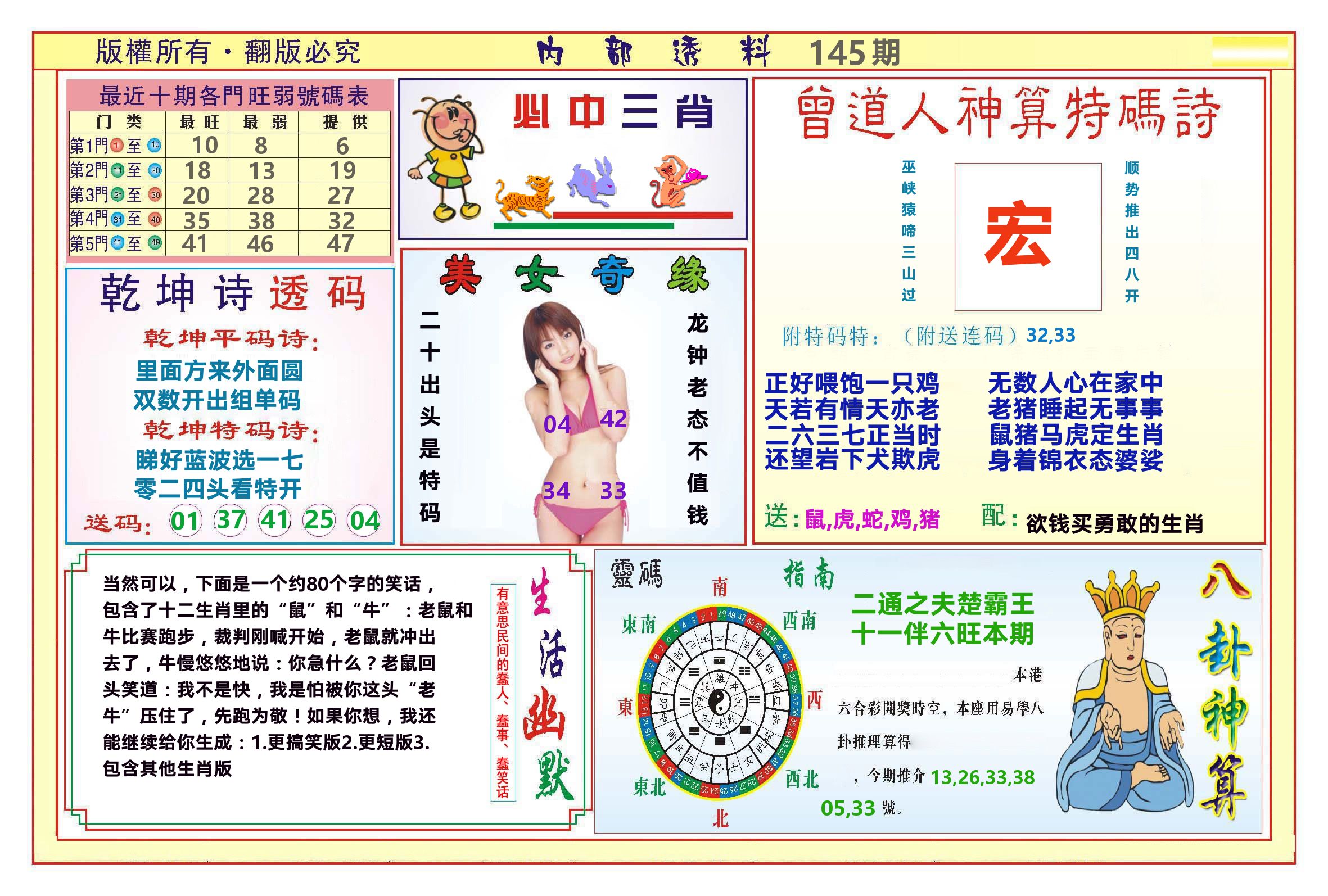 澳门内部透料B 第145期