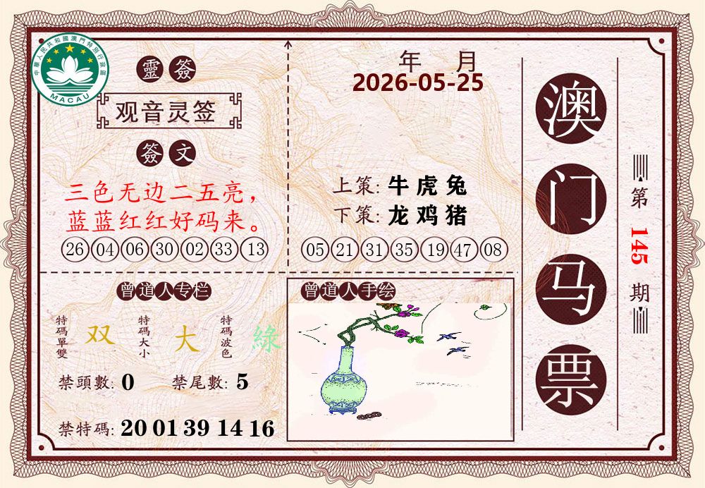 澳门马票 第145期
