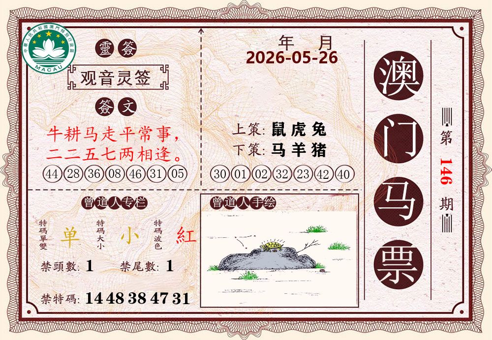 澳门马票 第146期