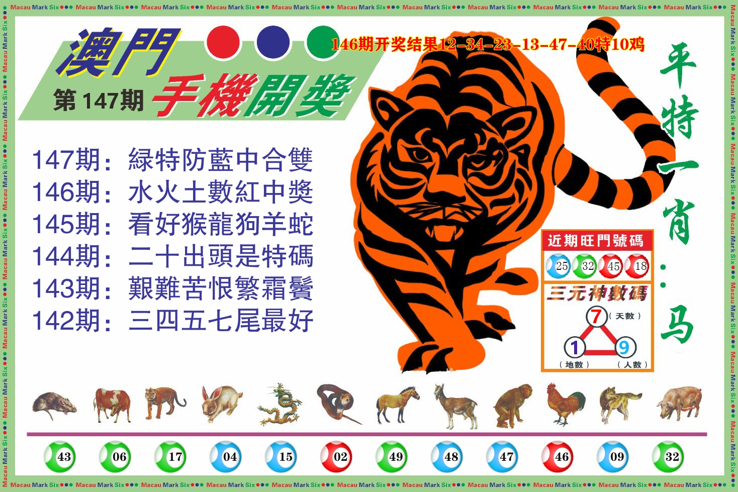 澳门开奖报 第147期