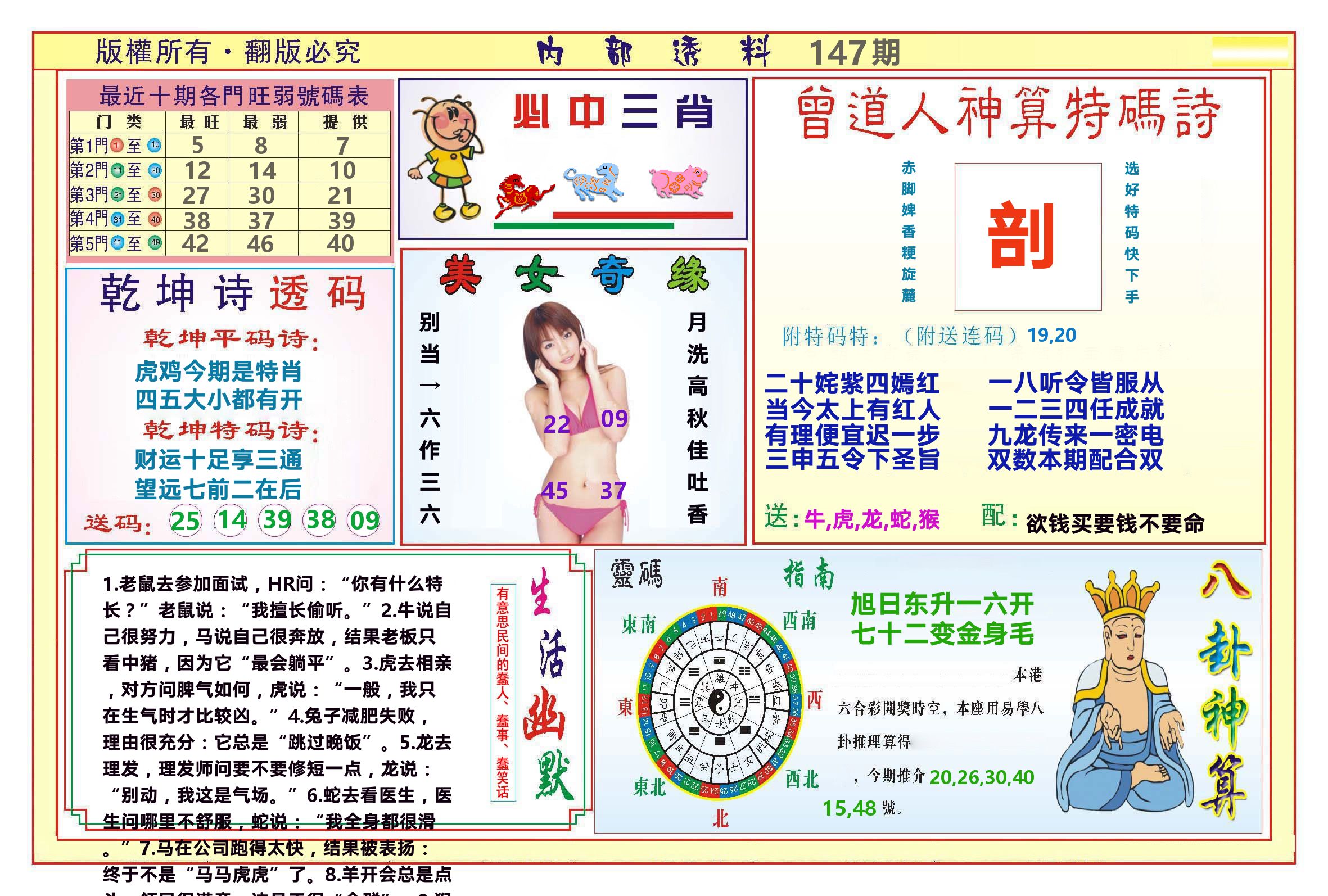 澳门内部透料B 第147期