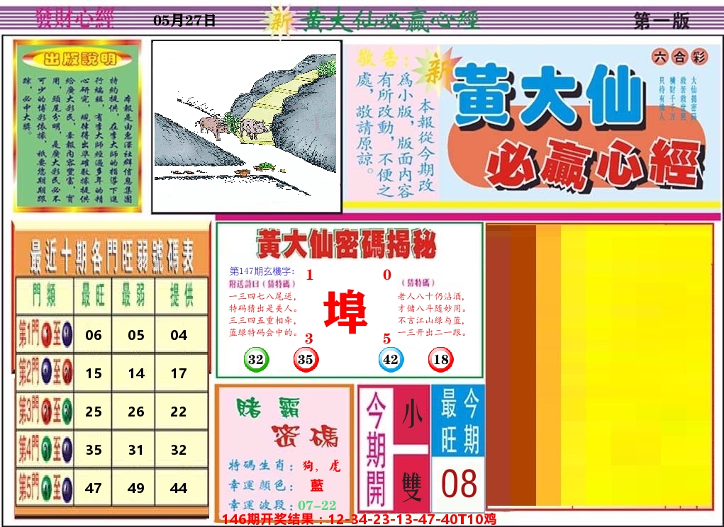 黄大仙必赢心经 第147期