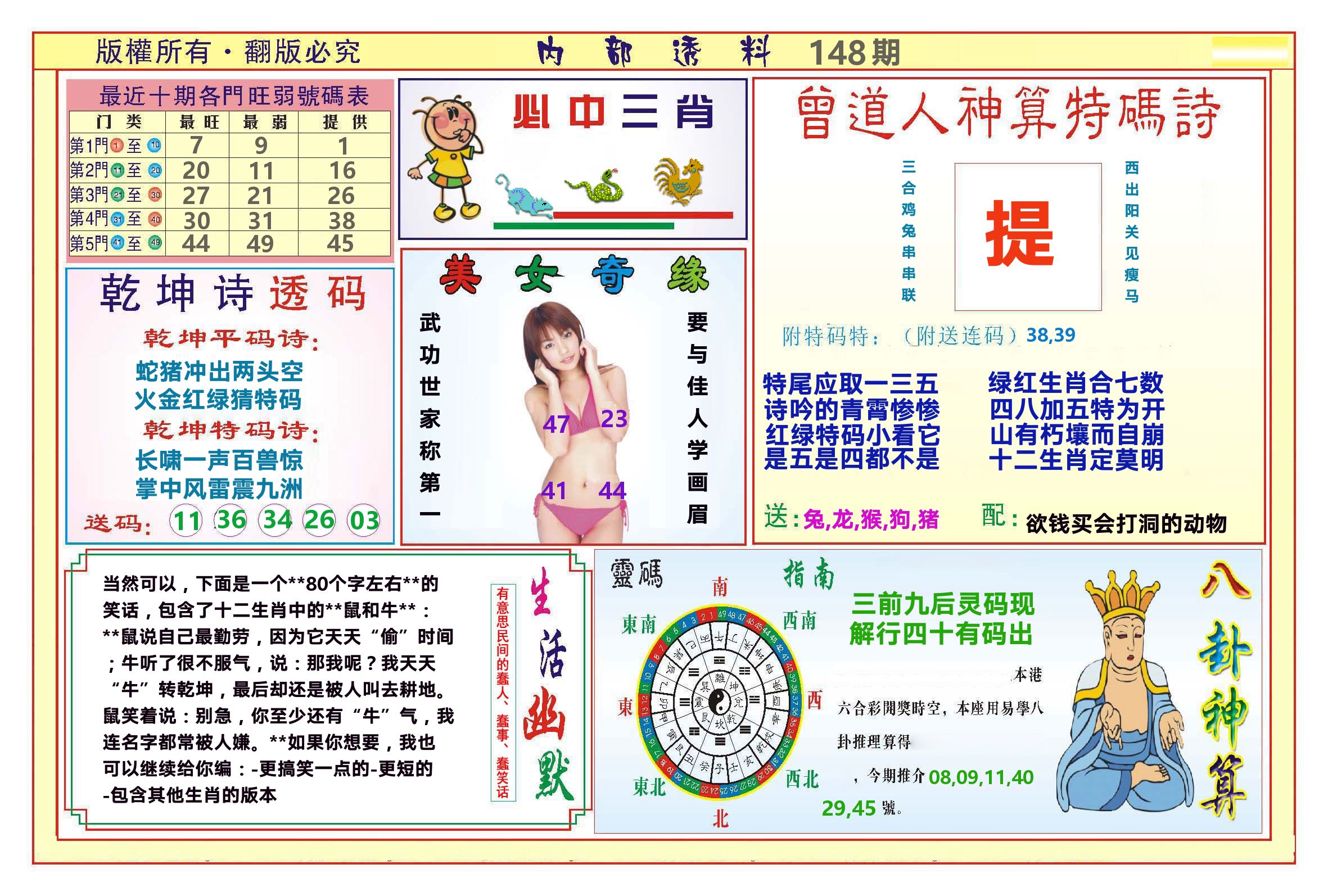 澳门内部透料B 第148期