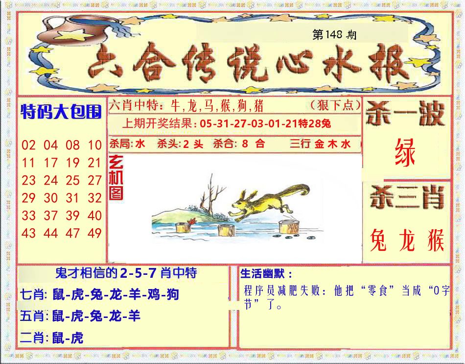 六合传说心水报 第148期