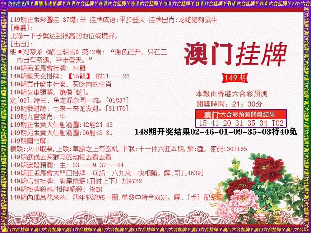 澳门挂牌 第149期